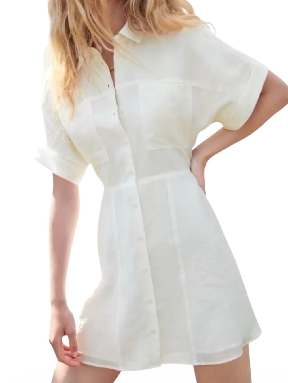Zara Short Sleeve Button Up Lined Shirt Dress Lightweight Size Small